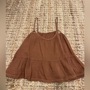 Anthropologie Burnt Orange Flowy Tank Top